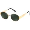 imageFEISEDY Trendy Retro Oval Sunglasses for Women Men Small Metal Frame Sun Glasses UV400 Shades B0124Goldblackish Green