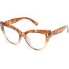 imageFEISEDY Women Oversized Cat Eye Reading Glasses Vintage Blue Light Blocking Reader Anti Eyestrain B2991Leopard Frame