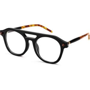 FEISEDY 70s Aviator Blue Light Blocking Glasses Square Pilot Frame Anti Glare Computer Glasses Women Men B0052(002 – Black Leopard)