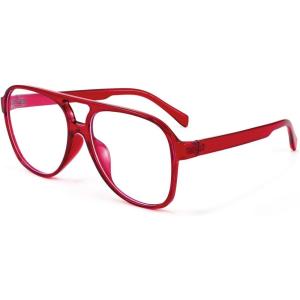 FEISEDY 70s Aviator Glasses Frame Blue Light Blocking Glasses Oversized Square Computer Glasses Women Men B2888(Wine Frame)