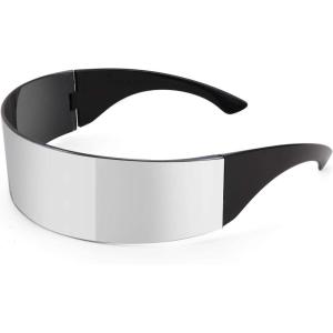 FEISEDY 80s Futuristic Cyclops Cyber Visor Sunglasses Men Women Punk Style Cosplay B2740(Silver)