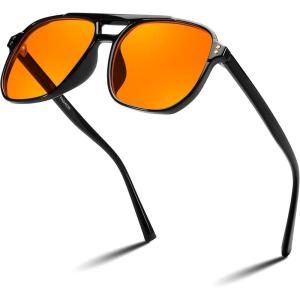 FEISEDY Amber Blue Light Glasses for Computer Gaming Anti Eyestrain Sleep Glasses G2835(Black)
