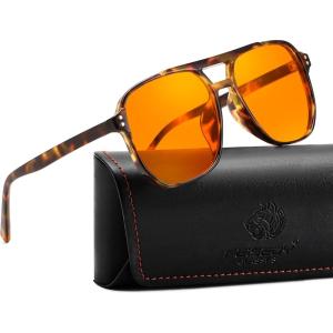 FEISEDY Amber Blue Light Glasses for Computer Gaming Anti Eyestrain Sleep Glasses G2835(Tortoise)