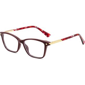 FEISEDY Anti-Blue Light Blocking Glasses with TR90, Anti Eyestrain for Women Men to TV Phone Computer and Gaming B0370(Wine Red)