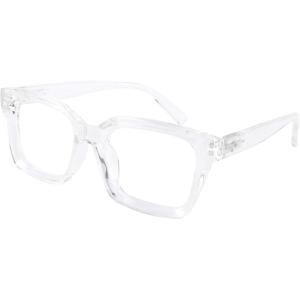 FEISEDY Blue Light Blocking Glasses Men Women Classic Thick Square Rim Frame Eyeglasses B2661(003 Clear)