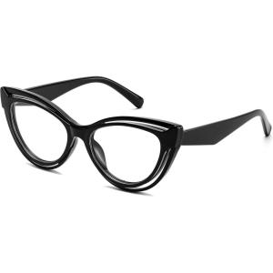 FEISEDY Blue Light Blocking Glasses Women Vintage Cat Eye Frame Anti Fatigue B0169(Black)