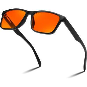 FEISEDY Blue Light Glasses for Better Sleep Amber Computer Gaming TV Anti Eyestrain Glasses with Spring Hinge B0249(Matte Black)