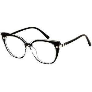 FEISEDY Cat Eye Blue Light Blocking Glasses for Women Anti Eyestrain & UV B0182(Transparent Black)