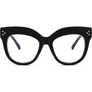 FEISEDY Cat Eye Blue Light Glasses Oversized Vintage Chunky Computer Glasses for Women Hipster Party B0026(001 – Black)