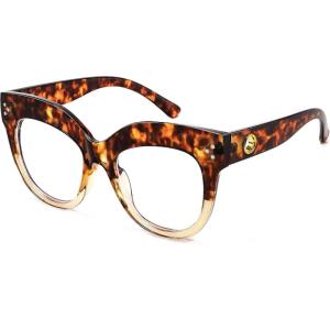 FEISEDY Cat Eye Blue Light Glasses Oversized Vintage Chunky Computer Glasses for Women Hipster Party B0026(003 – Leopard)