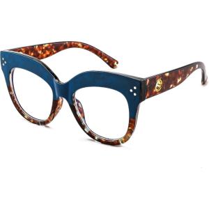 FEISEDY Cat Eye Blue Light Glasses Oversized Vintage Chunky Computer Glasses for Women Hipster Party B0026(004 – Blue Leopard)