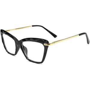 FEISEDY Cat Eye Glasses Frame Clear Lenses Lightweight Eyewear for Women B2440(Black)