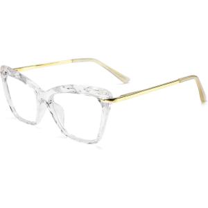 FEISEDY Cat Eye Glasses Frame Clear Lenses Lightweight Eyewear for Women B2440(Crystal Clear)