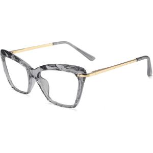 FEISEDY Cat Eye Glasses Frame Clear Lenses Lightweight Eyewear for Women B2440(Grey)