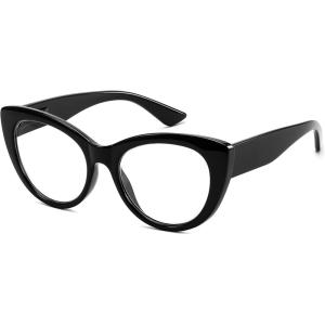 FEISEDY Cat-Eye Blue Light Reading Glasses for Women Thick Fashion Anti- Glare Digital Eyestrain Readers B0230(Black)