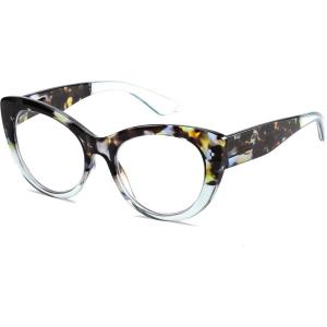 FEISEDY Cat-Eye Blue Light Reading Glasses for Women Thick Fashion Anti- Glare Digital Eyestrain Readers B0230(Blue Tortoise)