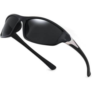 FEISEDY Classic Men Polarized Sports Sunglasses Night Driving Yellow Lenses Cycling Fishing Driving Glasses B2674(Black Frame/Grey Lens)