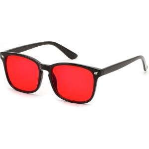 FEISEDY Classic Red Lens Blue Light Blocking Glasses Reduce Eyestrain Computer Gaming Eyeglasses B0355