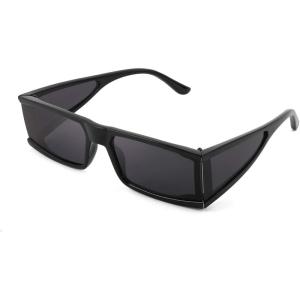 FEISEDY Cool Futuristic Rectangular Sunglasses Cyber Men Women Punk Style Cosplay Sun Glasses B2739(Black Frame & Black Grey Lens)