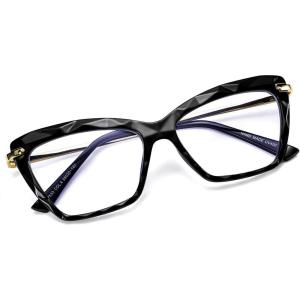 FEISEDY Crystal Cat Eye Glasses Frame Blue Light Blocking Computer Eyewear B2500(Black)