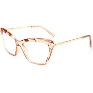 FEISEDY Crystal Cat Eye Reading Glasses Blue Light Blocking Reader Anti Eyestrain Glasses B2596 Champagne 2.00x(Champagne)