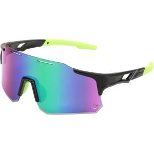 FEISEDY Cycling Glasses Sports Sunglasses for Men Women, Youth Kids Baseball Softball Running Sunglasses B0223(Black Frame Green Mirrored Lens)