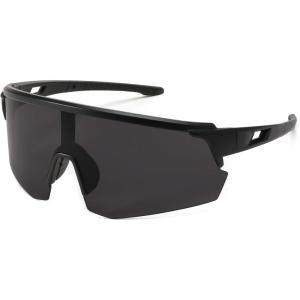 FEISEDY Cycling Sunglasses for Men Women, Sports Glasses for Youth Running Baseball Shades UV400 Protection B0108(Black Frame & Grey Lens)