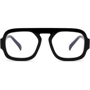 FEISEDY Fashion Blue Light Blocking Glasses for Woman Men Trendy Vintage Square Frame Stylish Fake Eyeglasses B0285(Black)