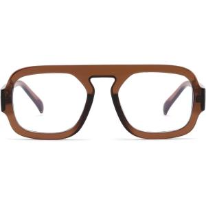 FEISEDY Fashion Blue Light Blocking Glasses for Woman Men Trendy Vintage Square Frame Stylish Fake Eyeglasses B0285(Brown)