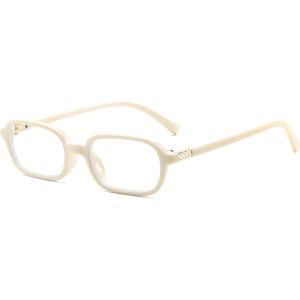 FEISEDY Fashion Rectangular Blue Light Glasses for Women Retro Small Frames Vintage Trendy 90s Square Eyeglasses B0255(Beige)