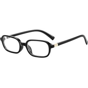 FEISEDY Fashion Rectangular Blue Light Glasses for Women Retro Small Frames Vintage Trendy 90s Square Eyeglasses B0255(Black)