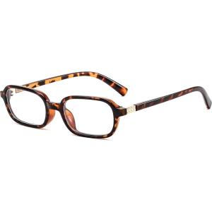 FEISEDY Fashion Rectangular Blue Light Glasses for Women Retro Small Frames Vintage Trendy 90s Square Eyeglasses B0255(Tortoise)