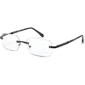 FEISEDY Fashion Rimless Reading Glasses Blue Light Blocking Metal Anti Glare Digital Eyestrain Reader B2983(Black)