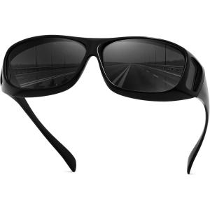 FEISEDY Fit Over Glasses Sunglasses, Work Safety Glasses for Men Women, Wrap Around Sunglasses Outdoors B0343(Black)
