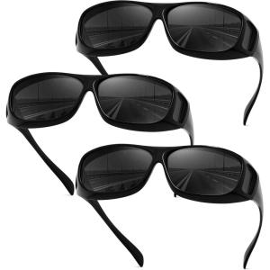 FEISEDY Fit Over Glasses Sunglasses, Work Safety Glasses for Men Women, Wrap Around Sunglasses Outdoors B0343(Grey Lenses*3)