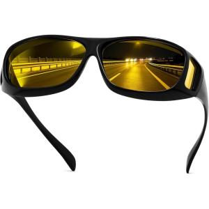 FEISEDY Fit Over Glasses Sunglasses, Work Safety Glasses for Men Women, Wrap Around Sunglasses Outdoors B0343(Yellow(night Vision))