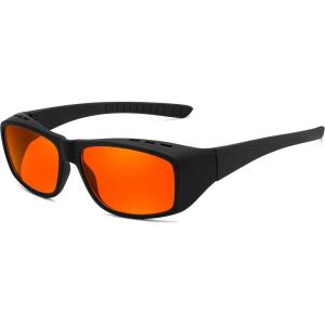 FEISEDY Fitover Blue Light Glasses Computer Gaming Eyeglasses for Better Sleep Anti Glare Nighttime Eye Wear B1228(001 Amber Lens 99.9% Blue Light Blocking / Matte Black Frame)