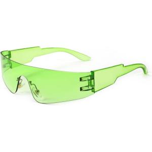 FEISEDY Futuristic Visor Punk Sunglasses Rimless One Piece Goggles Miorred Shades Women Men B2927(Gradient Green Mirrored)