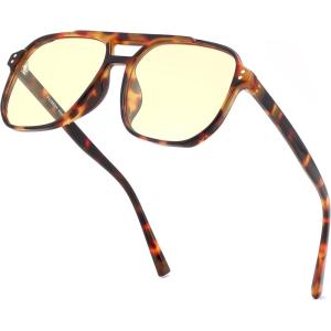 FEISEDY Gaming Blue Light Blocking Glasses for Woman Men Fashion Computer Eyeglasses Anti Eyestrain Glare G2835 Tortoise Frame & Light Yellow Lenese