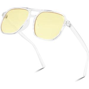 FEISEDY Gaming Blue Light Blocking Glasses for Woman Men Fashion Computer Eyeglasses Anti Eyestrain Glare G2835 Transparent Frame & Light Yellow Lenese