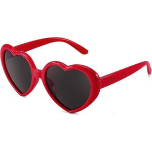 FEISEDY Heart Shaped Polarized Sunglasses Kids for Toddler Girls Age 3-10 Shaped Cute Fashion Sunnies B0077(Red)