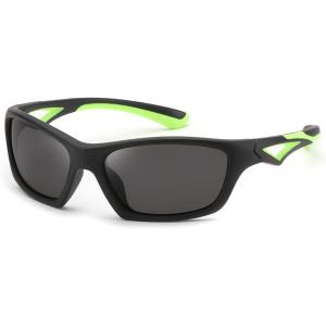 FEISEDY Kids Polarized Sunglasses TR90 Sports Cycling Glasses UV400 for Boys Girls Age 3-10 B0160(Black Frame Grey Lens)