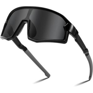 FEISEDY Kids Sunglasses Polarized Youth Baseball Sunglasses Sports Cycling Glasses for Boys Girls Age 4-8 B0183(Black Frame Grey Lens)