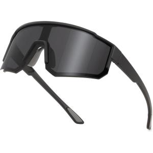 FEISEDY Kids Sunglasses Youth Baseball Polarized Sunglasses Sports Lightweight TR90 Frame Boys Girls Cycling B0213(Black Frame Grey Lens)