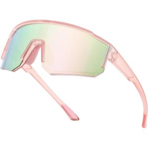 FEISEDY Kids Sunglasses Youth Baseball Polarized Sunglasses Sports Lightweight TR90 Frame Boys Girls Cycling B0213(Pink Frame Pink Mirrored Lens)