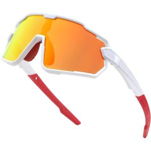 FEISEDY Kids Teens Baseball Polarized Sunglasses Lightweight Frame UV400 Sports Cycling Shades for Boys Girls B0190(White Frame Red Mirrored Lens)