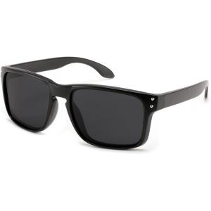 FEISEDY Men Sunglasses Polarized,Square Vintage Cycling Running Fishing Golf Hiking Sports Sun Glasses B0080(Polarized Gray Lenses With Black Temples 001)