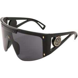 FEISEDY One Piece Oversized Sunglasses for Men Women Big Shades Wrap Shield Sunglasses for Cycling Driving Vacation B4027(Black Frame & Grey Lens)
