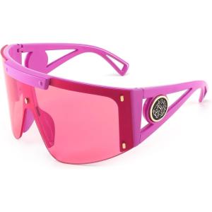 FEISEDY One Piece Oversized Sunglasses for Men Women Big Shades Wrap Shield Sunglasses for Cycling Driving Vacation B4027(Pink)