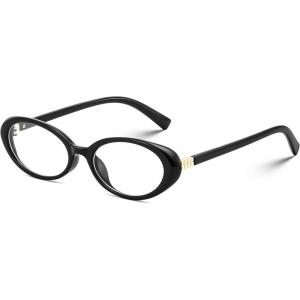 FEISEDY Oval Blue Light Glasses for Woman Vintage Small Face Lightweight Eyeglasses Retro Nerd Y2K Frame B0290(Black)